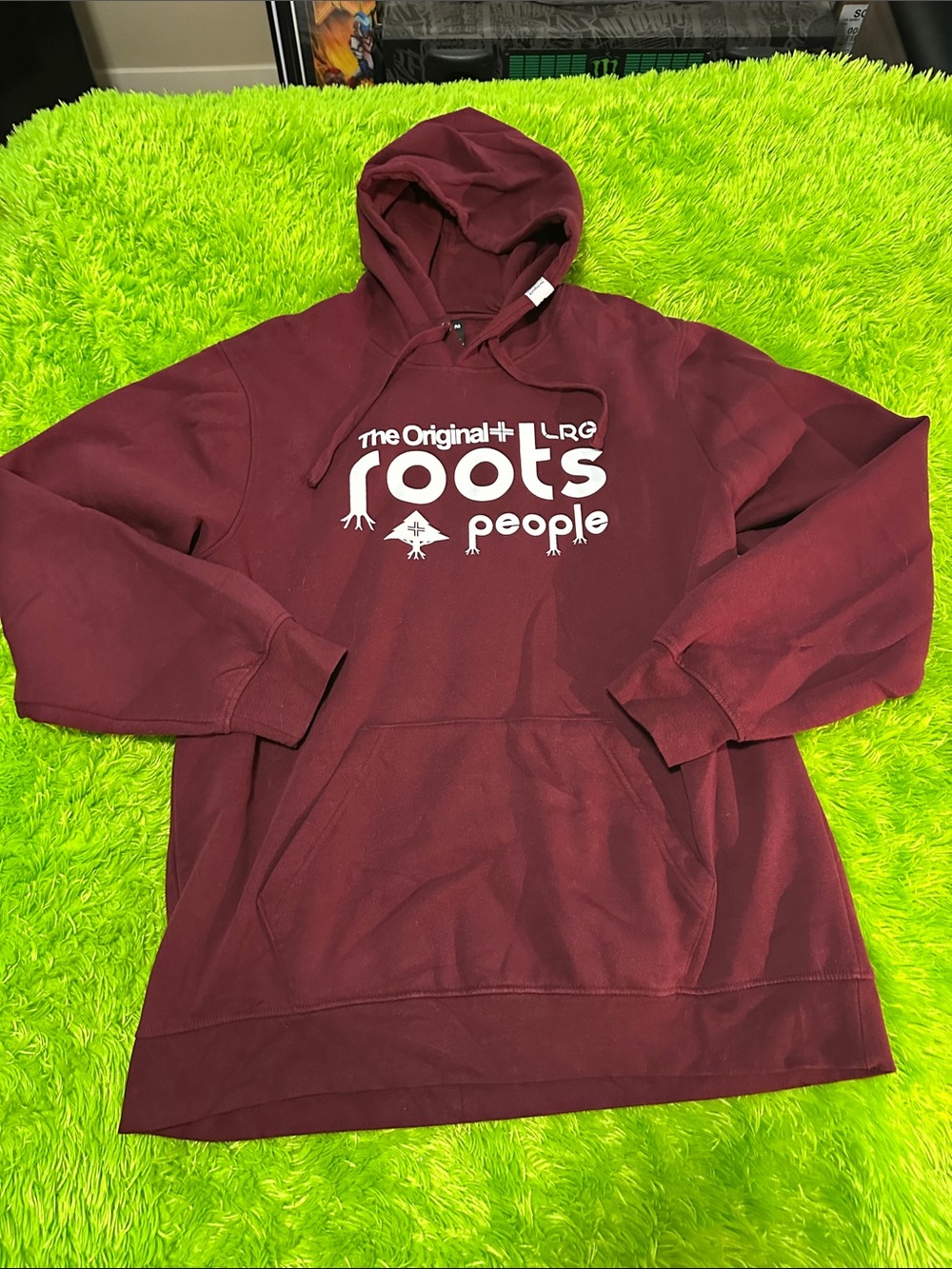 LRG Men’s Roots People Hoodie in Maroon with White Logo XXL